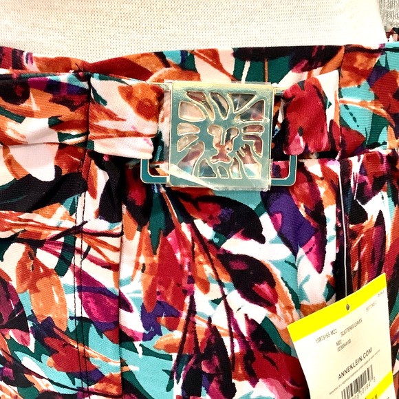 Anne Klein Women's Pull On Skirt sz M Floral Multicolor Leaves NWT - Picture 6 of 10